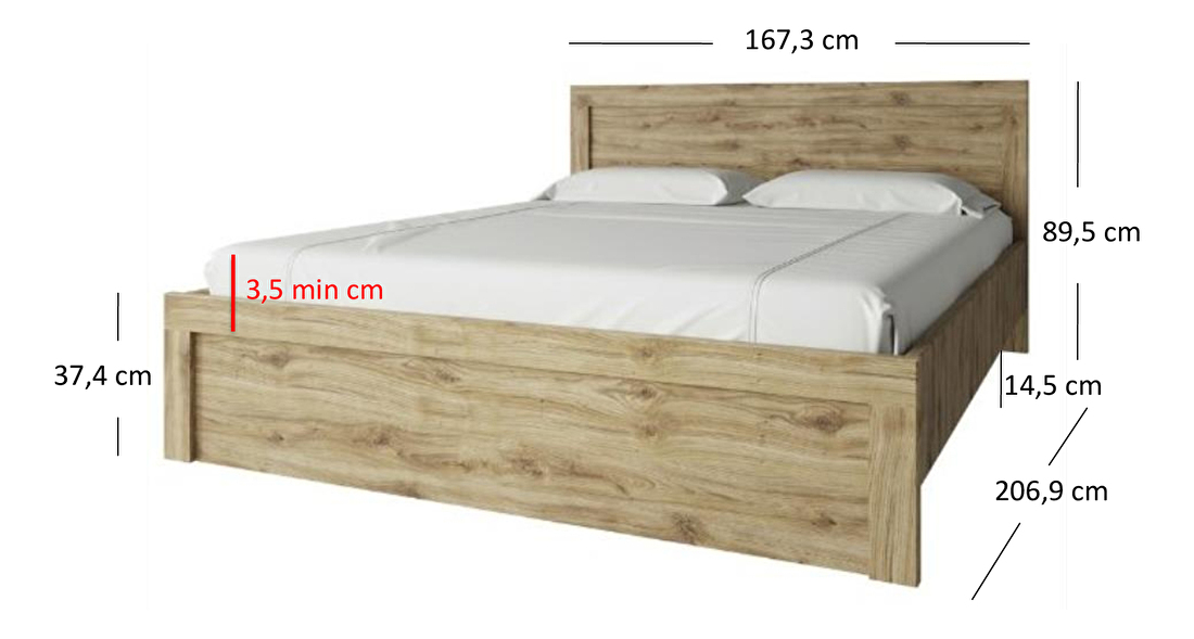 Bračni krevet 160 cm Deloris (hrast navarra) (bez madraca i podnice)