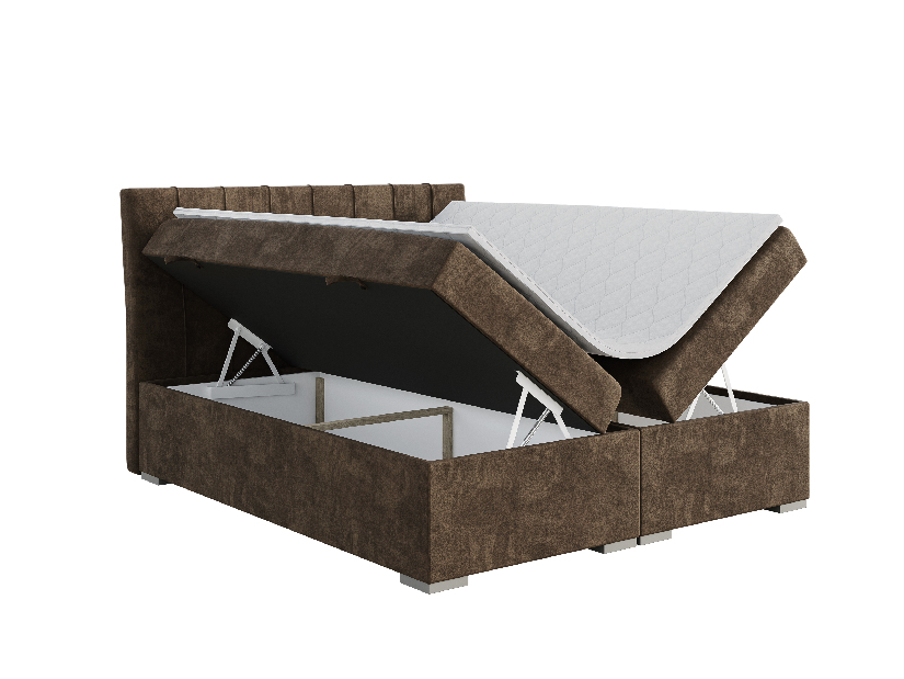Bračni krevet Boxspring 140 cm Driny (karamela) (s madracem i prostorom za odlaganje)
