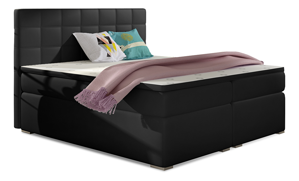 Bračni krevet Boxspring 160 cm Abbie (crna Soft 11) (s madracima)