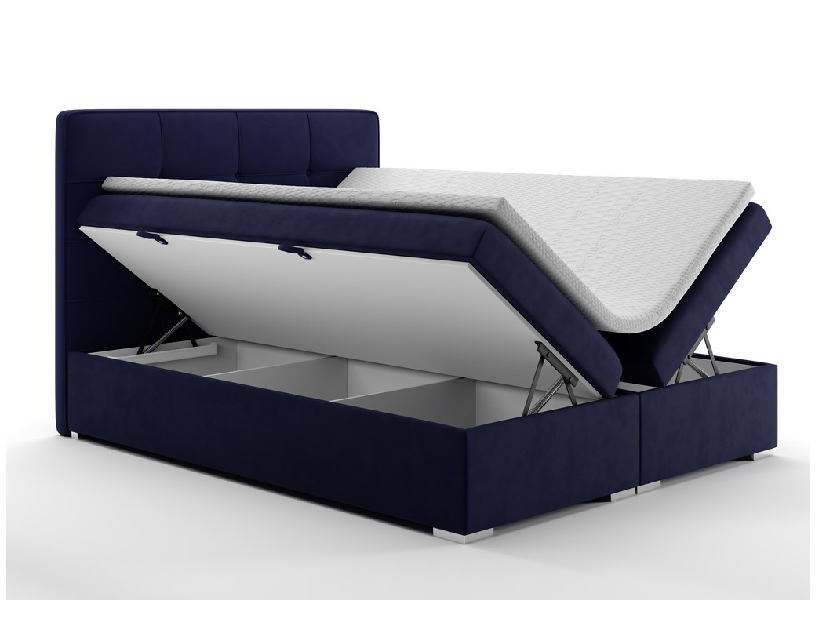Bračni krevet Boxspring 160 cm Loty (tamno plava) (s prostorom za odlaganje)