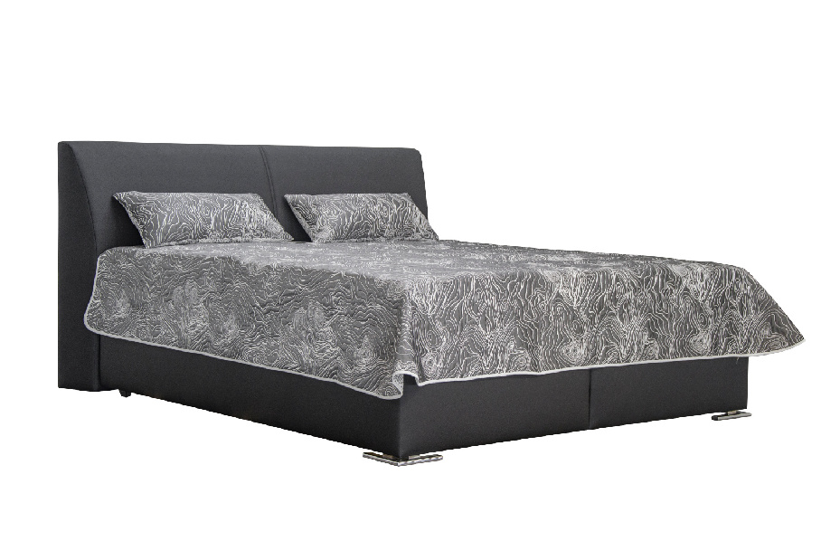 Bračni krevet 160 cm Velvet New (crna) (s podnicom i madracem Riana)