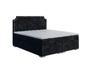 Jednostruki krevet Boxspring 120 cm Lupin (crna) (s madracem i prostorom za odlaganje)