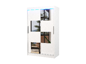 Ormar za garderobu Lagneo (bijela) (s LED rasvjetom) (s ogledalom)
