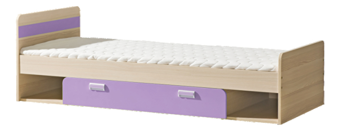 Jednostruki krevet 80 cm Echo L13 ljubičasta (S podnicom i madracom) 