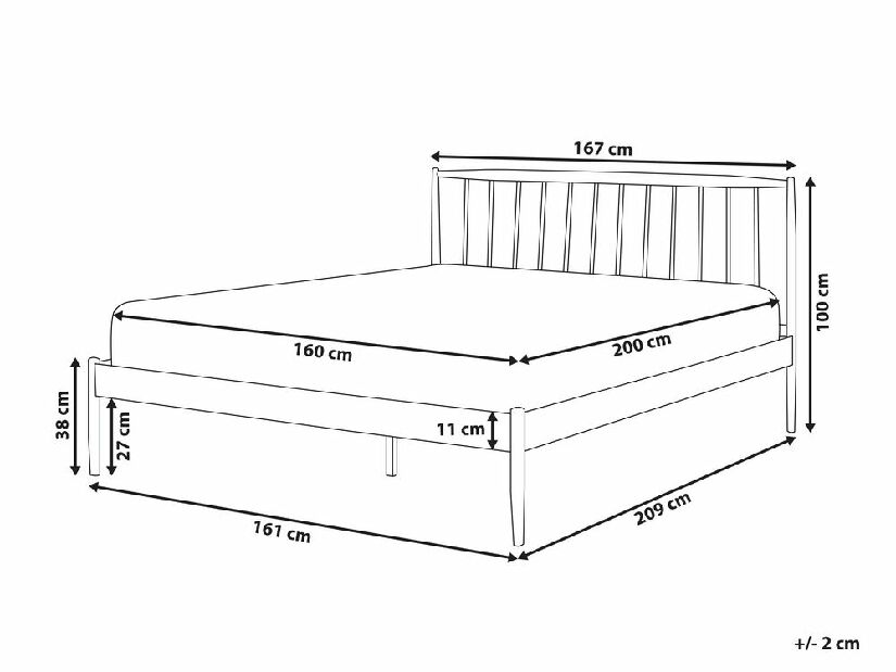 Bračni krevet 160 cm MARES (s podnicom) (bijela)
