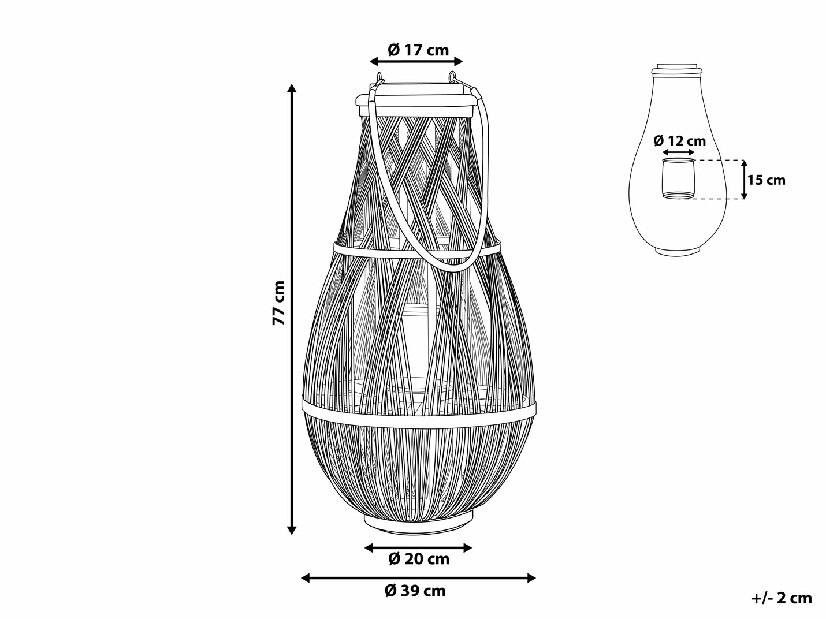 Lanterna TUMBA 77 cm (metal) (svijetlo drvo)