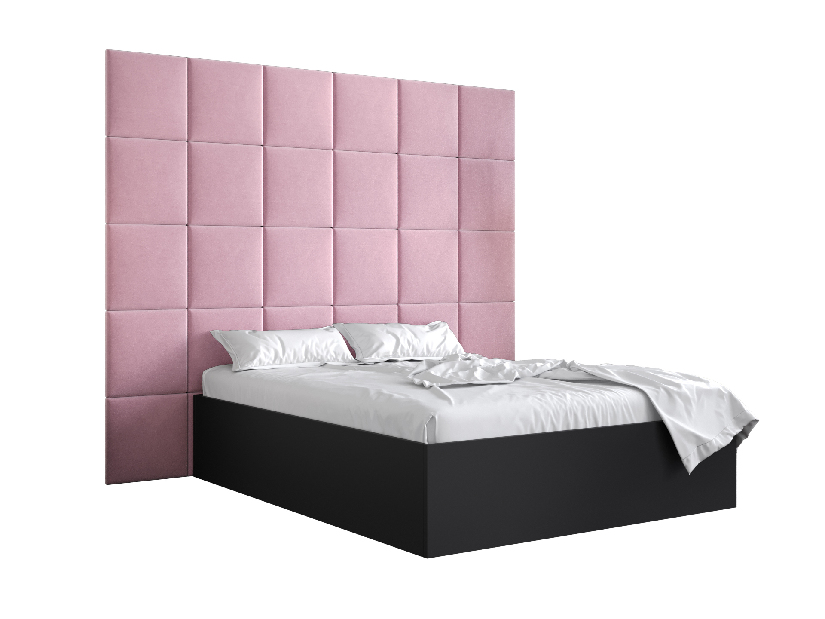 Bračni krevet s tapeciranim uzglavljem 160 cm Brittany 3 (crna mat + ružičasta) (s podnicom)