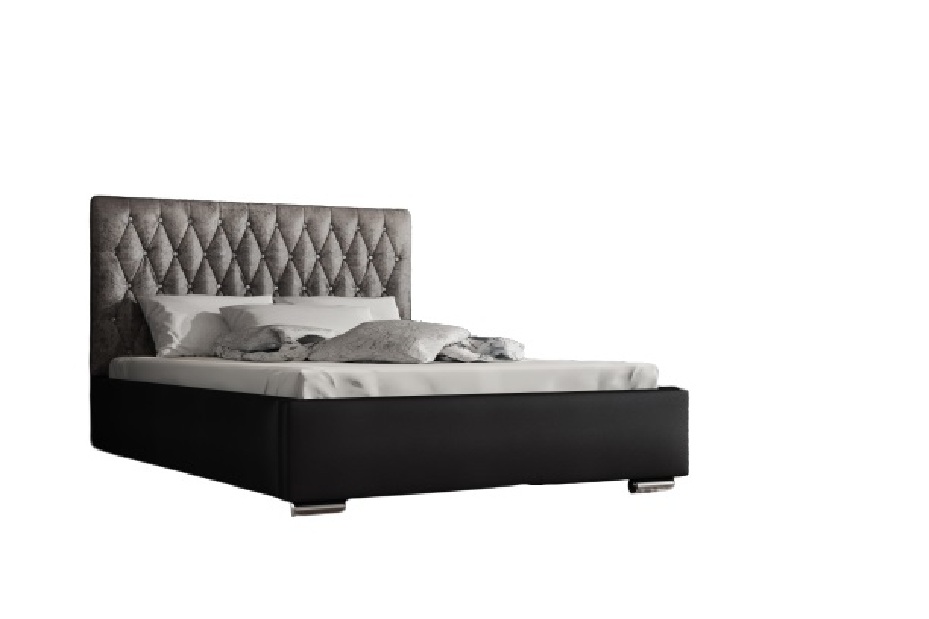 Bračni krevet 160 cm Seaford (srebrna + crna) (s podnicom)