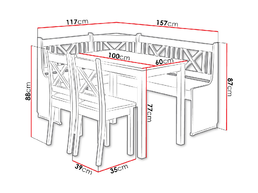 Kuhinjska klupa + stol sa stolicama (joha)