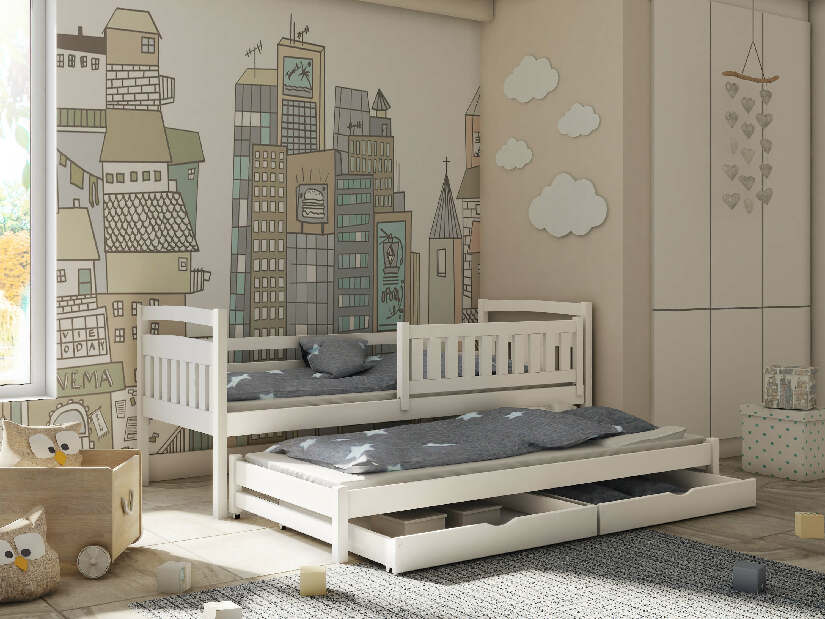 Dječji krevet 80 x 180 cm GLYNDA (s podnicom i prostorom za odlaganje) (bijela)