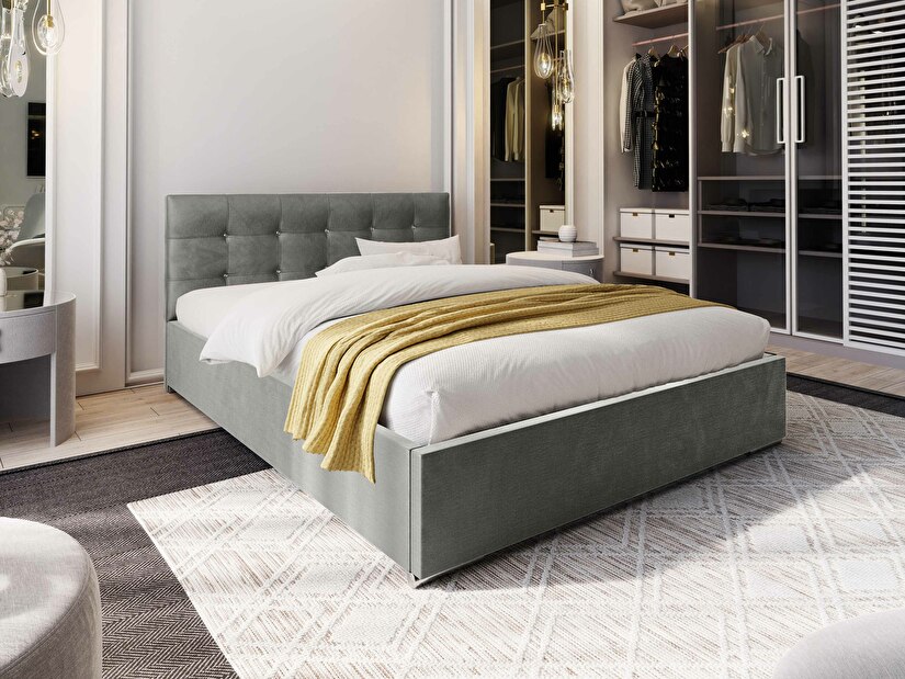 Bračni krevet 140 cm Lonnie (tamnosiva) (s podnicom i prostorom za odlaganje)