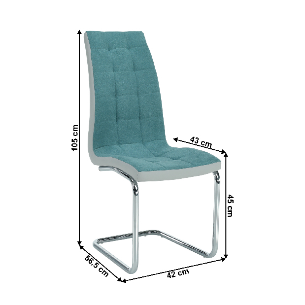 Blagovaonska stolica Santa new (boja mentola + siva) 