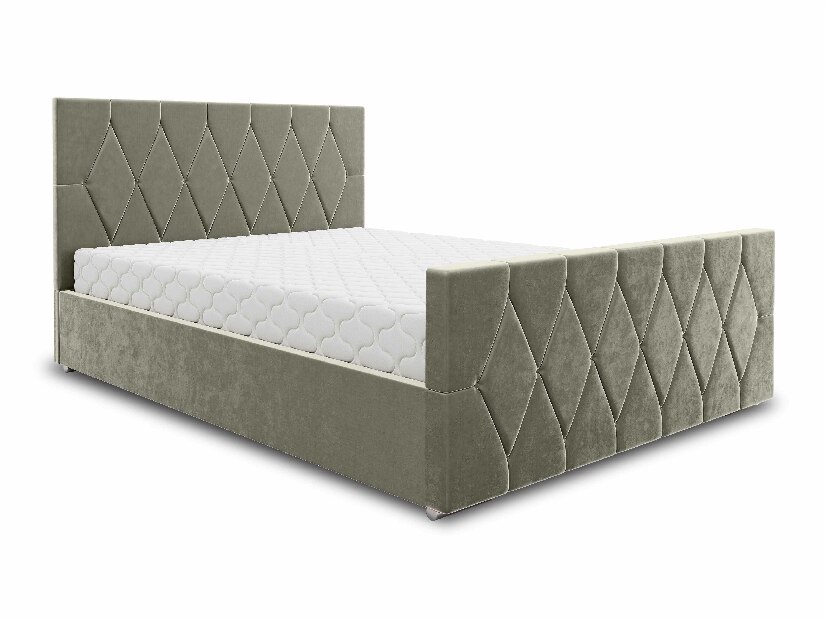 Bračni krevet 140 cm Alex (sivo-bež) (s podnicom i prostorom za odlaganje)