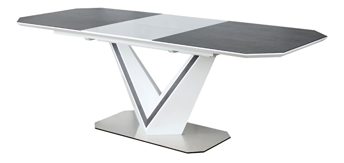 Blagovaonski stol na razvlačenje 160-220 cm Vergie (siva + bijela) (za 8 i više osoba)
