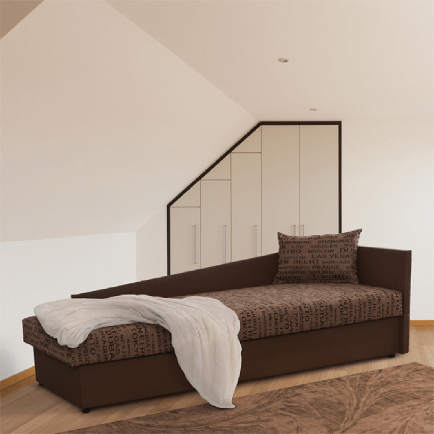 Jednostruki krevet (ležaj) 80 cm Jeannine (smeđa) (s prostorom za odlaganje) (D) 