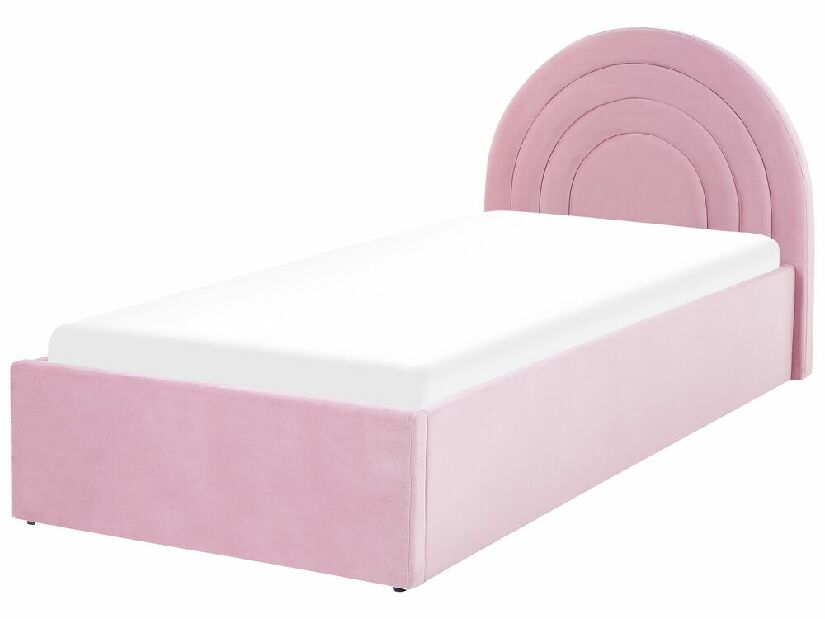 Jednostruki krevet 90 cm Annesile (ružičasta) (s podnicom) (s prostorom za odlaganje)