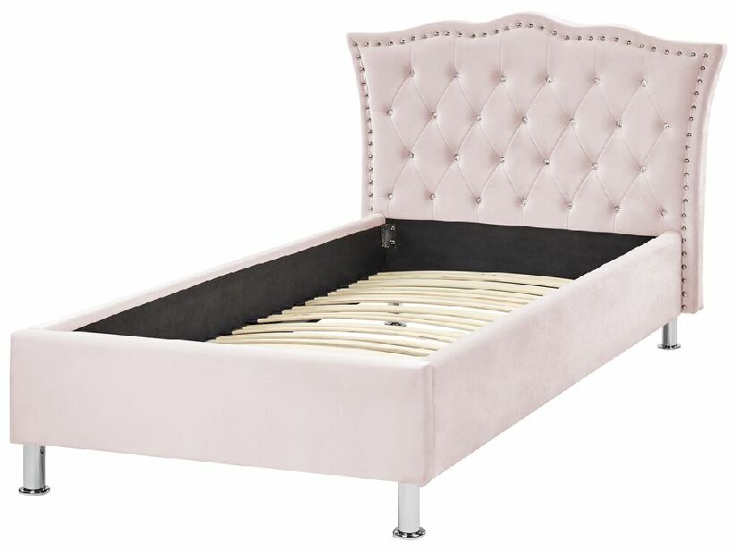 Jednostruki krevet 200 x 90 cm Metty (ružičasta) (s podnicom)