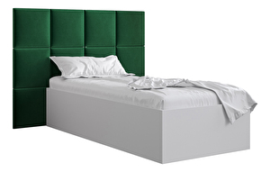 Jednostruki krevet s tapeciranim uzglavljem 90 cm Brittany 4 (bijela mat + zelena) (s podnicom)