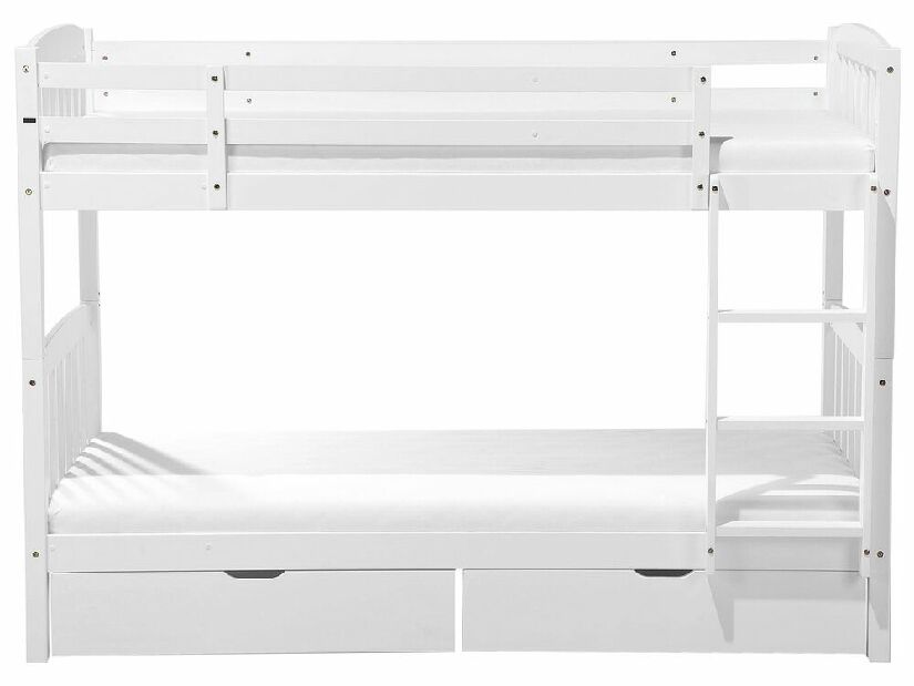 Krevet na kat 90 cm REWIND (bijela) (s podnicom i prostorom za odlaganje)