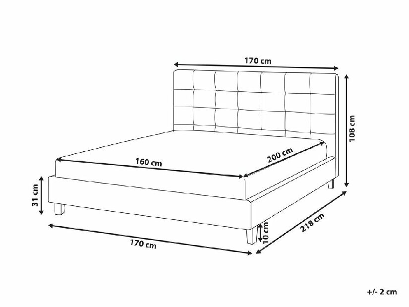 Bračni krevet 160 cm Rhiannon (tamnosiva) (s podnicom a madracem)