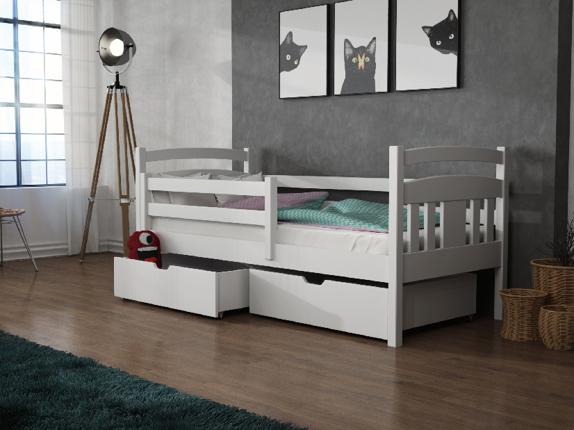 Dječji krevet 90 x 190 cm Kayla (s podnicom i prostorom za odlaganje) (bijela)