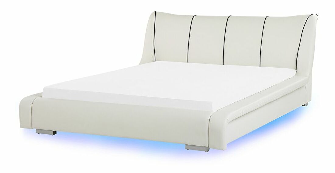 Bračni krevet 180 cm NICE (s podnicom i LED rasvjetom) (bijela)