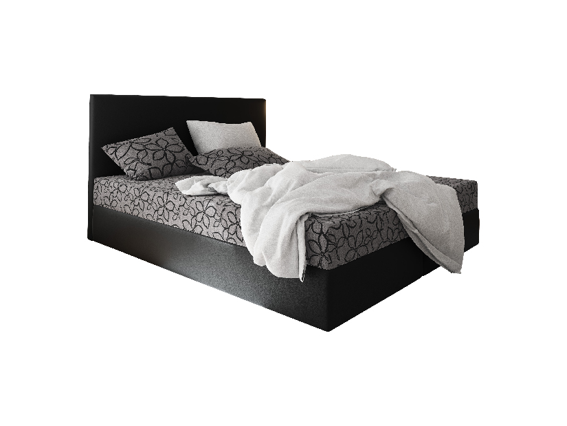 Bračni krevet Boxspring 160 cm Lilac (uzorak + crna) (s madracem i prostorom za odlaganje)