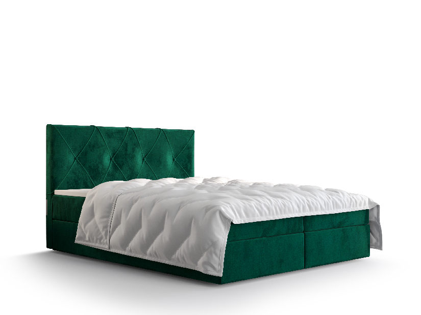 Bračni krevet Boxspring 160 cm Athena (maslinasto zelena) (s madracem i prostorom za odlaganje)