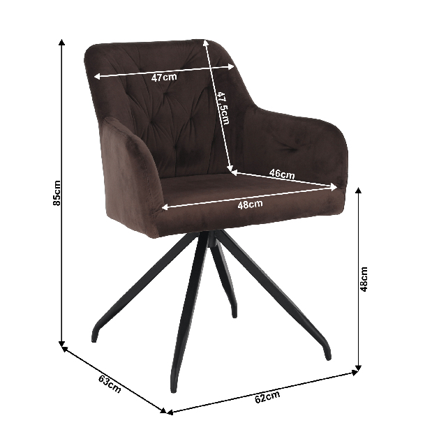 Dizajnerska okretna fotelja Vavien (smeđa)
