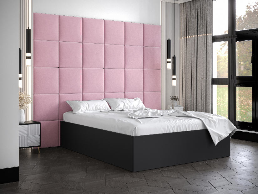 Bračni krevet s tapeciranim uzglavljem 160 cm Brittany 3 (crna mat + ružičasta) (s podnicom)