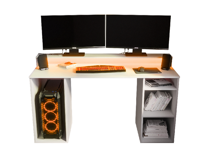 Gaming PC stol Garrick 1 (biely) (s LED RGB rasvjetom)