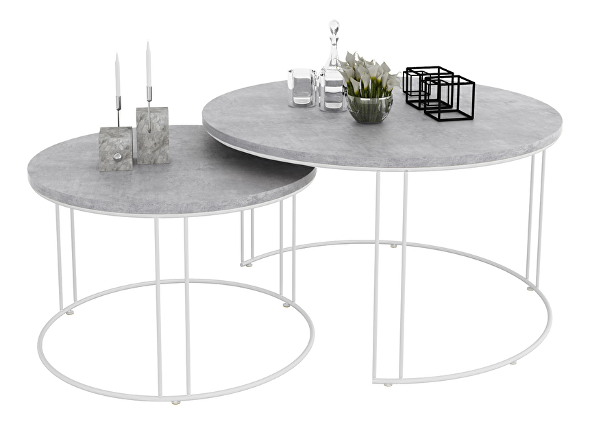 Set 2 kom. stolića za kavu Essence (bijela + beton)