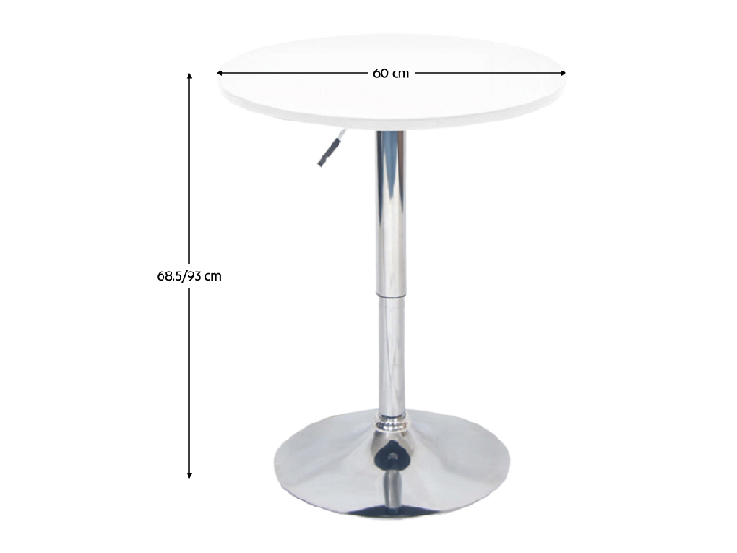 Barski stol podesive visine Biria (bijela + krom) 