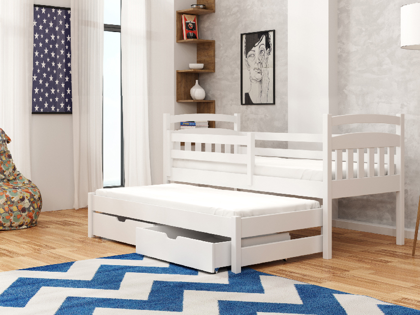 Dječji krevet 90 x 190 cm MADDIE (s podnicom i prostorom za odlaganje) (bijela)
