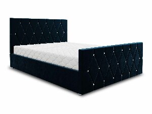 Bračni krevet 160 cm Illa (tamnoplava) (s podnicom i prostorom za odlaganje)