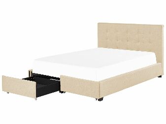 Bračni krevet 160 cm Rhiannon (bež) (s podnicom i prostorom za odlaganje)