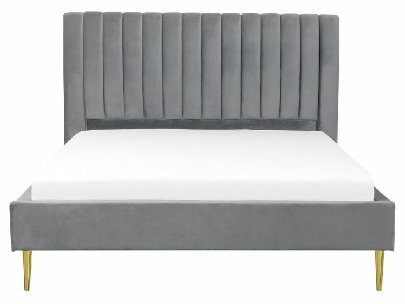 Bračni krevet 160 cm MASALA (tekstil) (siva) (s podnicom)