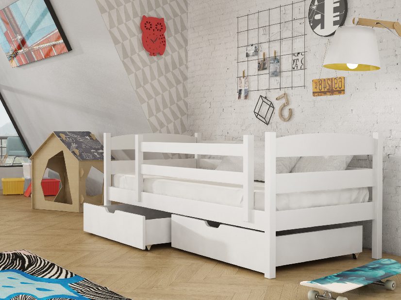 Dječji krevet 90 x 200 cm Zora (s podnicom i prostorom za odlaganje) (bijela)