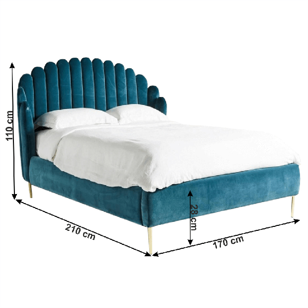 Bračni krevet 160 cm Krilsa (petrolej) (s podnicom)