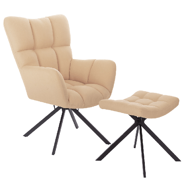 Dizajnerska okretna fotelja Komand (bež) (s osloncem za noge )