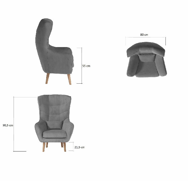 Fotelja Agueda tip 04 (svijetlo siva)