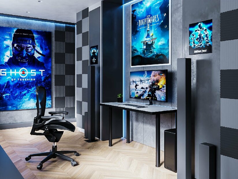 Gaming PC stol Gamer X (bijela + crna) (s RGB LED rasvjetom)