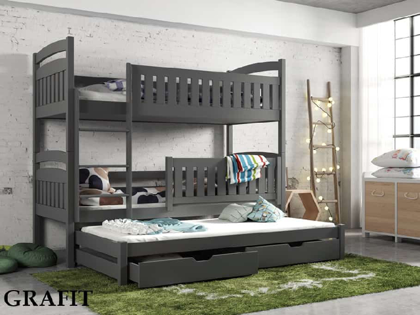 Dječji krevet 90 x 200 cm BLAIR (s podnicom i prostorom za odlaganje) (grafit)