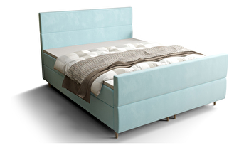 Bračni krevet  Boxspring 180 cm Flu Plus Comfort (svijetloplava) (s madracem i prostorom za odlaganje)