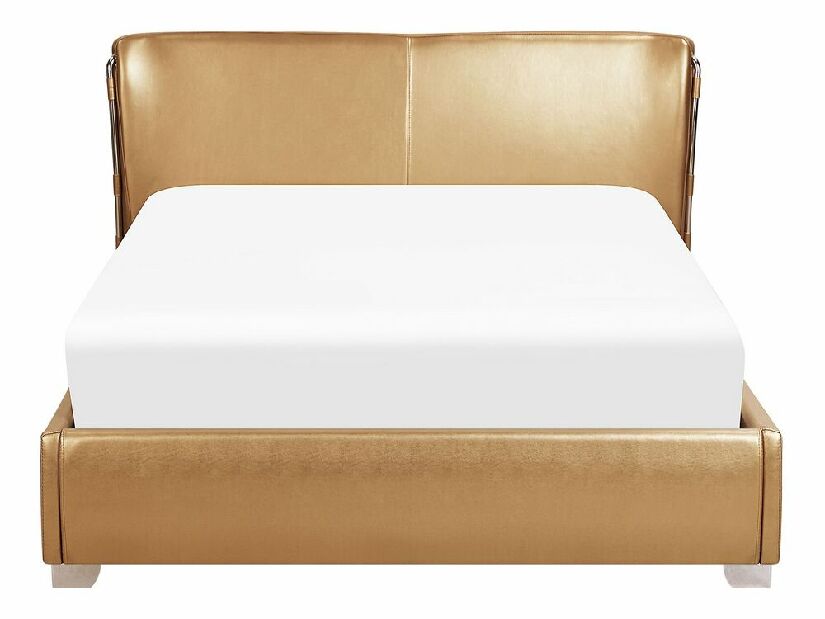 Bračni krevet 140 cm PARNAS (s podnicom i LED rasvjetom) (zlatna)