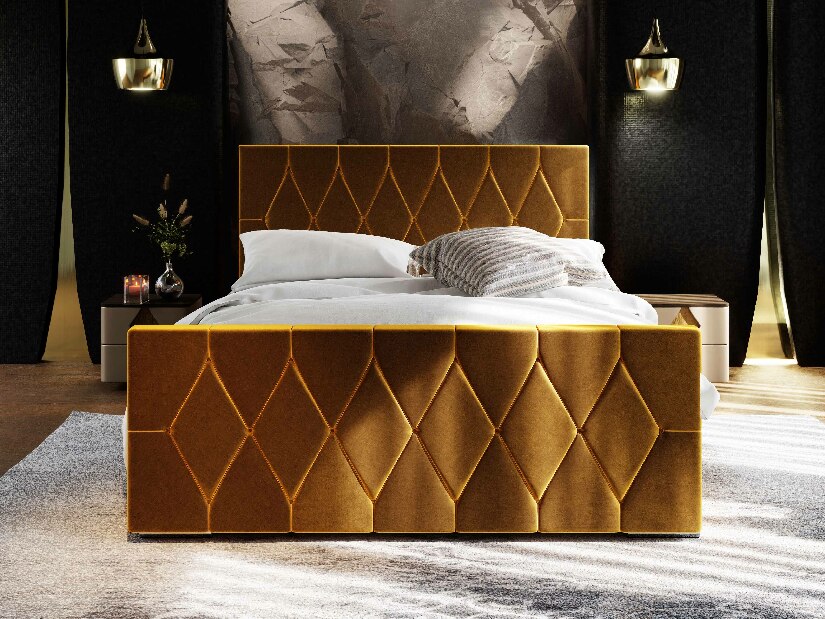 Bračni krevet 140 cm Alex (zlatna) (s podnicom i prostorom za odlaganje)