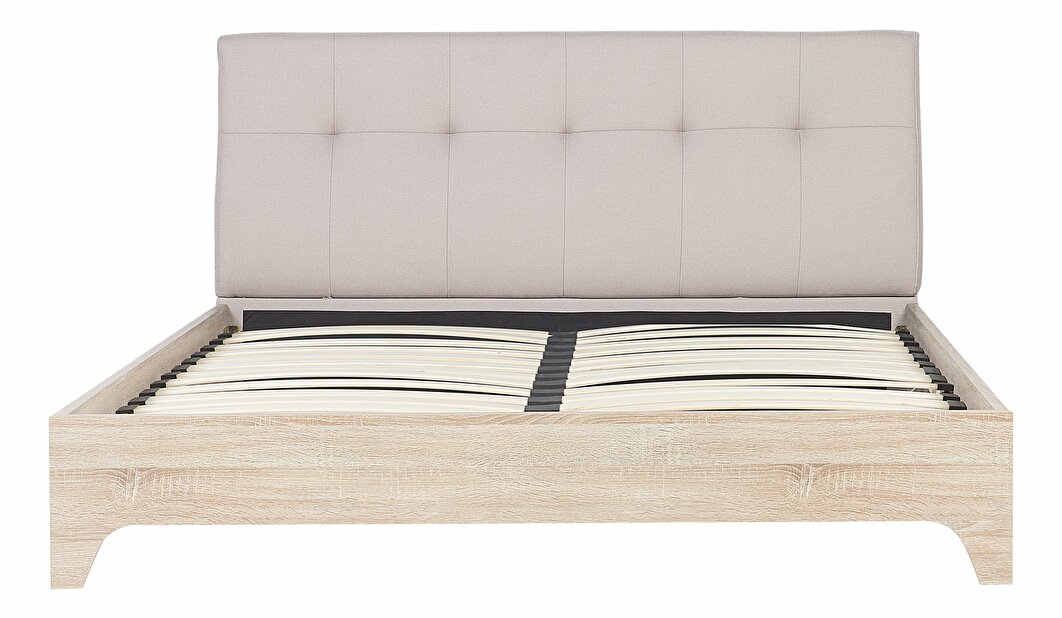 Bračni krevet 180 cm BERGAMO (s podnicom) (bež + svijetlo drvo)