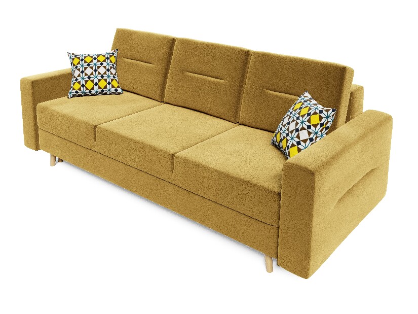 Kauč na razvlačenje Bergenia (žuta + jastuci s uzorkom)
