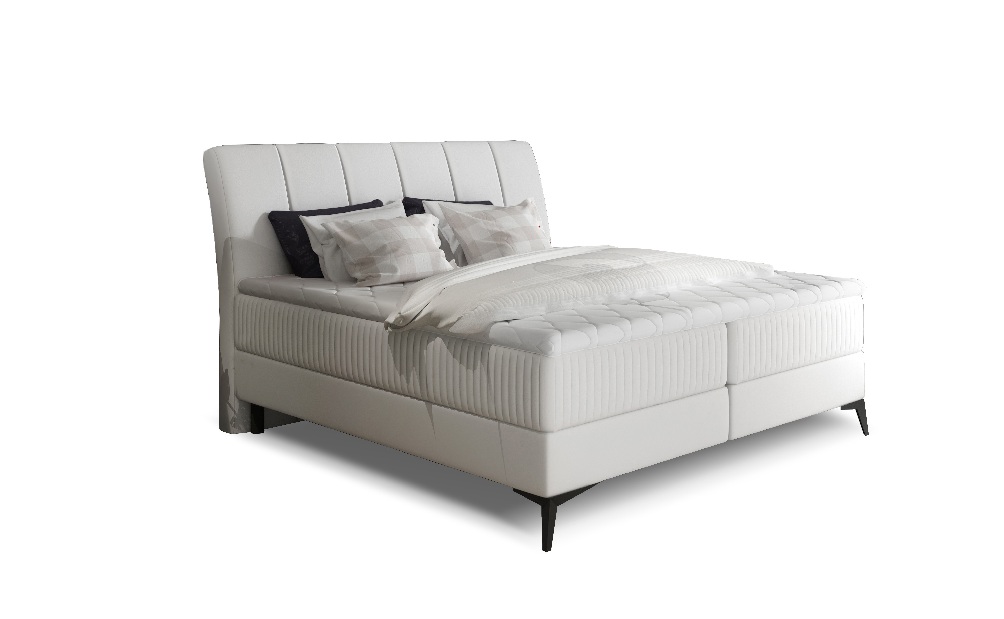 Bračni krevet Boxspring 180 cm Alberto (bijela) (s madracima)