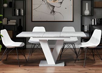 Blagovaonski stol Mabea (bijela + kamen) (za 4 do 6 osoba) *rasprodaja